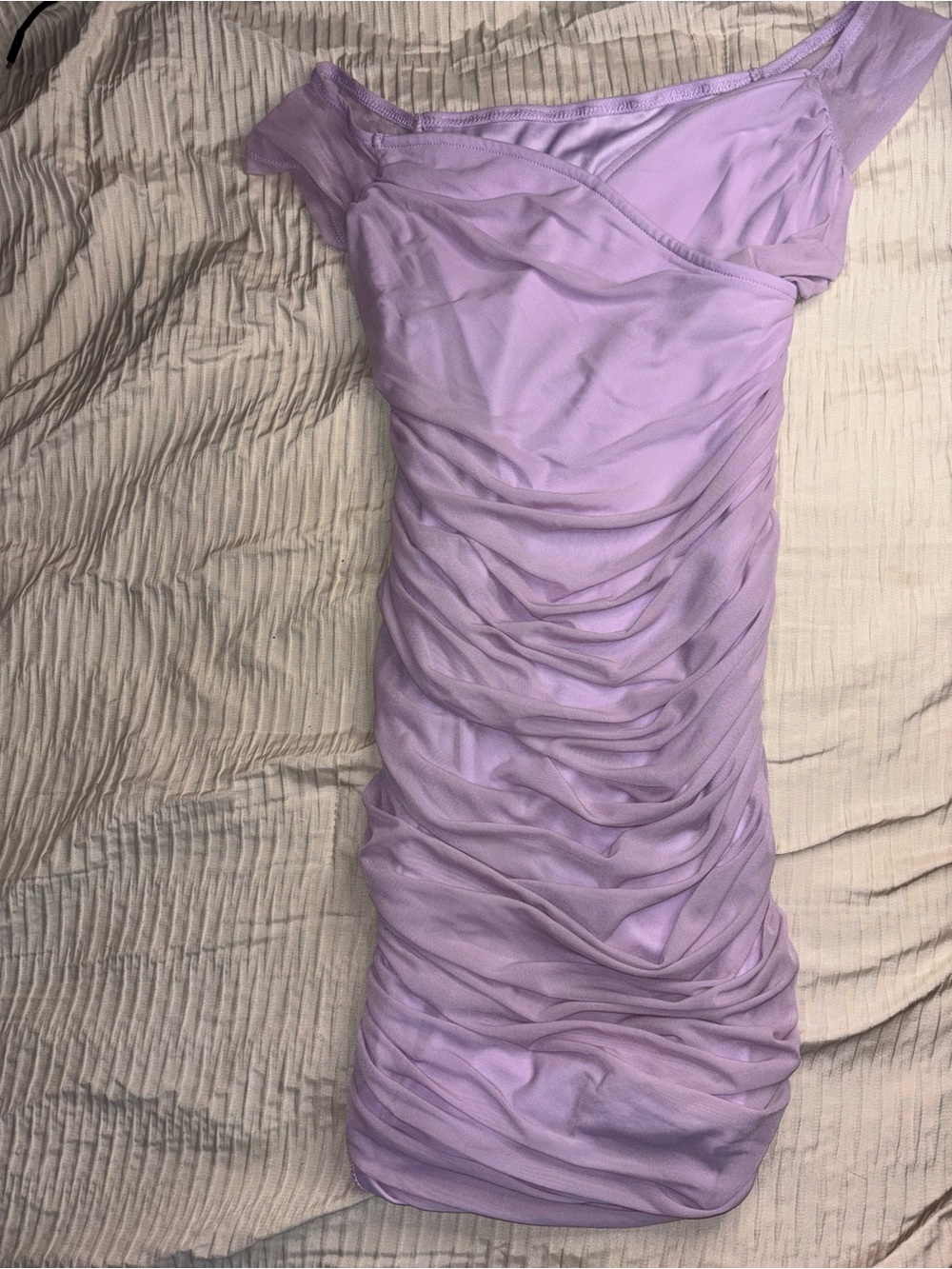 Off-Shoulder Ruched Lilac Women’s Dress